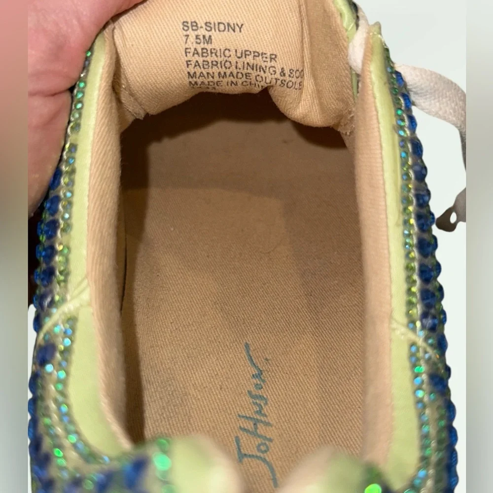 Betsy Johnson Sidny Blue Green Rhinestone Bling Platform Sneaker Size 7.5 - Picture 10 of 12
